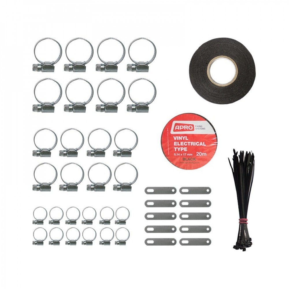 Изолента, скобы, хомут, площадка самоклеющаяся,бирки